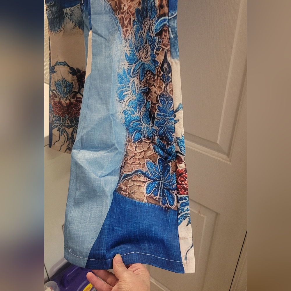 Blue Floral Patchwork Pants - Picture 5 of 5